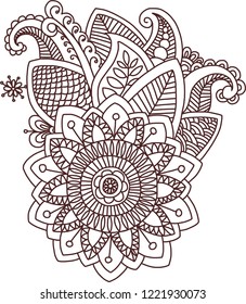 Mehendi floral pattern. Henna oriental ornament.