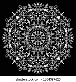 Mehendi. Mandala design. Indian ethnic ornaments. Design for wedding and invitation. Yoga t shirt