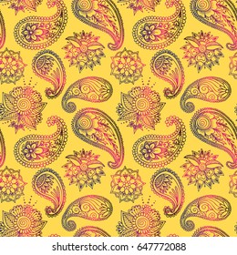Mehendy golden flower seamless pattern design vector illustration floral bacground