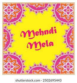 Mehndi Anuncio decoración de la boda, evento nupcial indio mehndi mela, tarjeta de invitación india karwachauth 