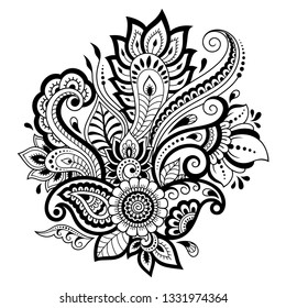 Mehndi Decorative Flower Pattern Henna Drawing Stock Vector (Royalty ...