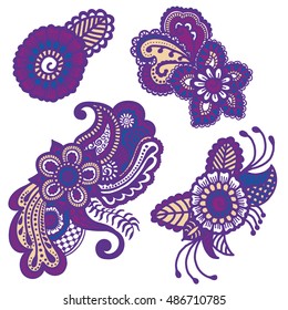 Mehndi design. Collection of patterns. Vector illustration