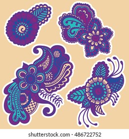 Mehndi design. Collection of patterns. Vector illustration