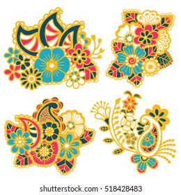 Mehndi design. Collection of patterns. Vector illustration