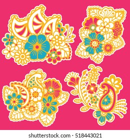 Mehndi design. Collection of patterns. Vector illustration