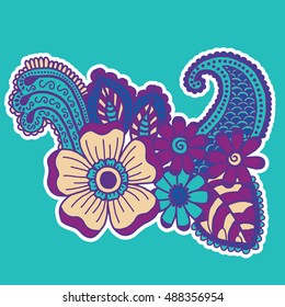 Mehndi design. Floral abstract pattern. Vector illustration