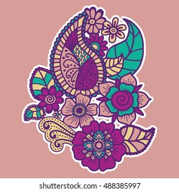 Mehndi design. Floral abstract pattern. Vector illustration