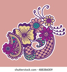 Mehndi design. Floral abstract pattern. Vector illustration