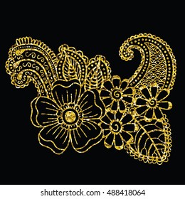 Mehndi design. Floral abstract pattern. Vector illustration