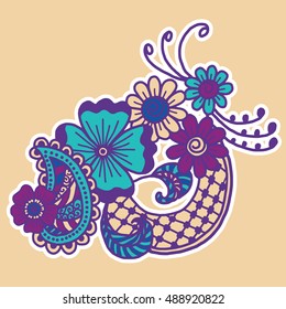 Mehndi design. Floral abstract pattern. Vector illustration