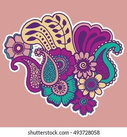 Mehndi design. Floral abstract pattern. Vector illustration