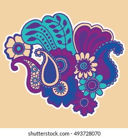 Mehndi design. Floral abstract pattern. Vector illustration