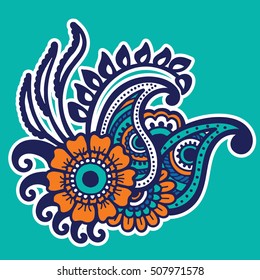 Mehndi design. Floral abstract pattern. Vector illustration