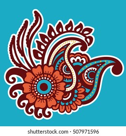 Mehndi design. Floral abstract pattern. Vector illustration