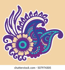 Mehndi design. Floral abstract pattern. Vector illustration