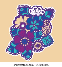 Mehndi design. Floral abstract pattern. Vector illustration