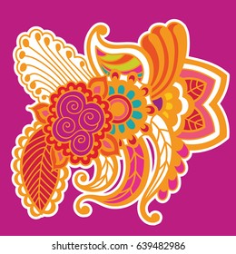 Mehndi design. Floral abstract pattern. Vector illustration