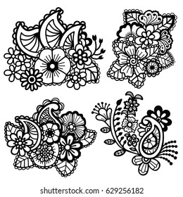 Mehndi design. Floral pattern. Coloring book pattern