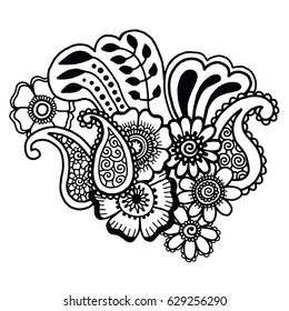 Mehndi design. Floral pattern. Coloring book pattern