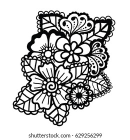Mehndi design. Floral pattern. Coloring book pattern