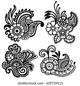 Henna Doodle Vector Elements Ethnic Floral Stock Vector (Royalty Free ...