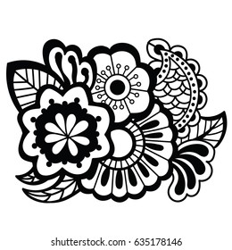 Mehndi design. Floral pattern. Coloring book pattern