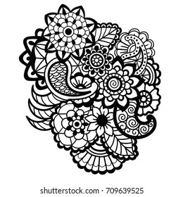 Mehndi design. Floral pattern. Coloring book pattern