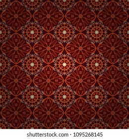 Mehndi design. Tracery seamless pattern. Ethnic colorful doodle texture in beige, gray and blue colors. Vector curved doodling background.