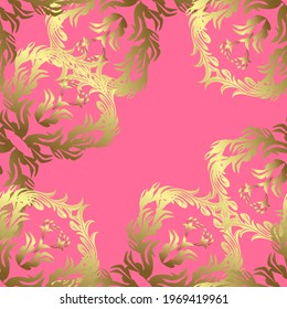 Mehndi design. Tracery. Vector illustration. Patterns on neutral, yellow and pink colors. Ethnic colorful doodle texture. Curved doodling background.
