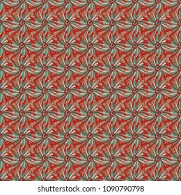 Mehndi design. Vector curved doodling background. Ethnic colorful doodle texture in brown, yellow and gray colors. Tracery seamless pattern.