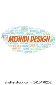 Mehndi Design word cloud. Wordcloud made with text only.