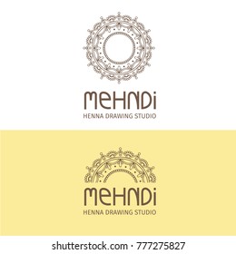 mehndi drawing studio. painting of body. body-art. indian tradition. mehendi logo. mehndi logo. indian design. henna tattoo. mandala. mehndi design. mehndi drawing.