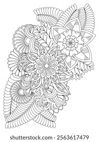 Mehndi Flower Coloring Pages for kids