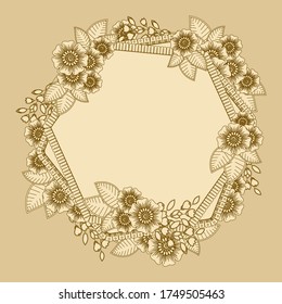 Mehndi flower decoration in ethnic oriental  indian style. doodle ornament. outline hand draw illustration.