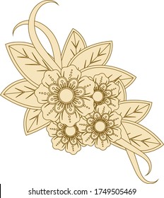 Mehndi flower decoration in ethnic oriental  indian style. doodle ornament. outline hand draw illustration.