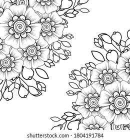 Mehndi flower decoration in ethnic oriental, indian style. doodle ornament. outline hand draw illustration.