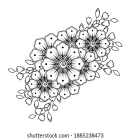 Mehndi flower decoration in ethnic oriental, indian style. doodle ornament. outline hand draw illustration.