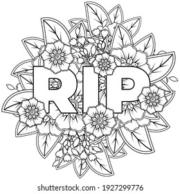 Mehndi flower decoration in ethnic oriental, indian style. doodle ornament. outline hand draw illustration. coloring book page.