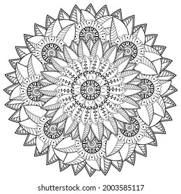 mehndi flower decorative ornament in ethnic oriental style. doodle ornament. outline hand draw.