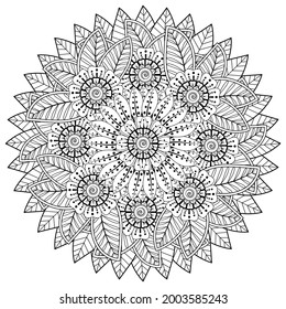 mehndi flower decorative ornament in ethnic oriental style. doodle ornament. outline hand draw.