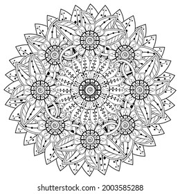 mehndi flower decorative ornament in ethnic oriental style. doodle ornament. outline hand draw.