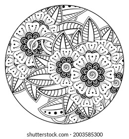mehndi flower decorative ornament in ethnic oriental style. doodle ornament. outline hand draw.