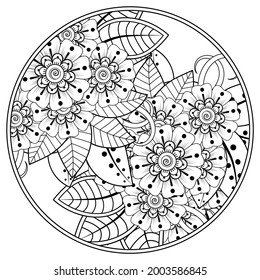 mehndi flower decorative ornament in ethnic oriental style. doodle ornament. outline hand draw.
