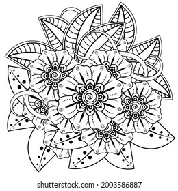 mehndi flower decorative ornament in ethnic oriental style. doodle ornament. outline hand draw.
