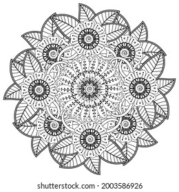 mehndi flower decorative ornament in ethnic oriental style. doodle ornament. outline hand draw.