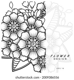mehndi flower decorative ornament in ethnic oriental style. doodle ornament. outline hand draw.