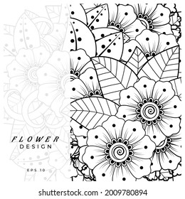 mehndi flower decorative ornament in ethnic oriental style. doodle ornament. outline hand draw.