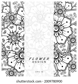 mehndi flower decorative ornament in ethnic oriental style. doodle ornament. outline hand draw.