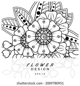 mehndi flower decorative ornament in ethnic oriental style. doodle ornament. outline hand draw.