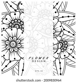 mehndi flower decorative ornament in ethnic oriental style. doodle ornament. outline hand draw.